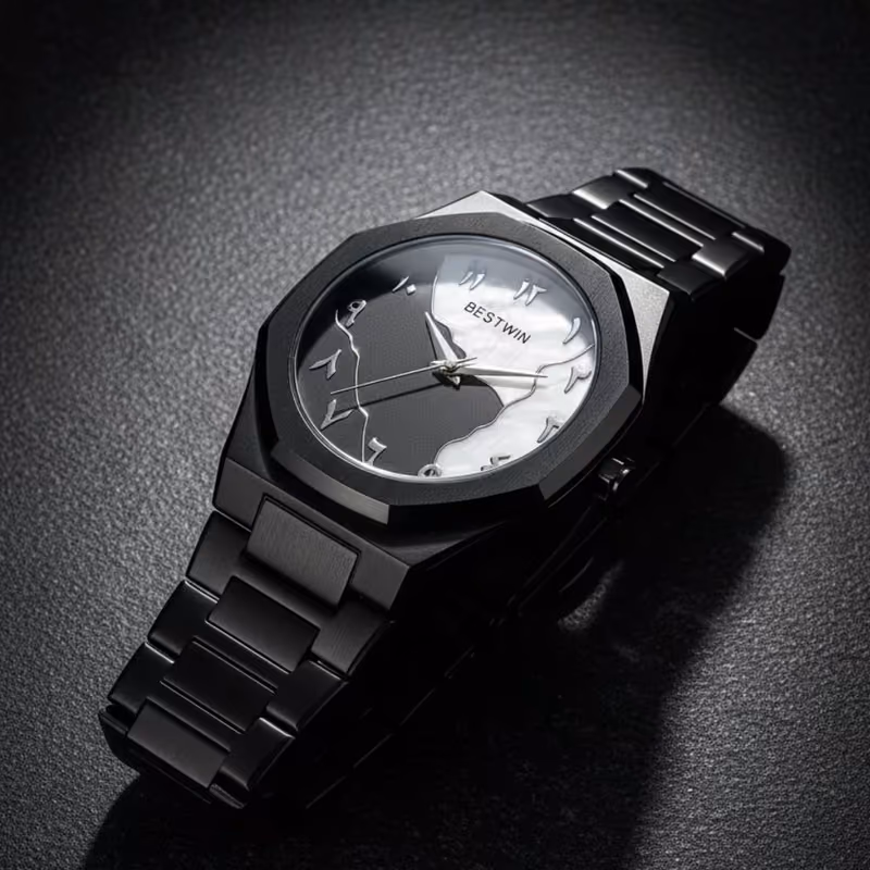 Bestwin Men's Black Stainless Steel Strap Watch