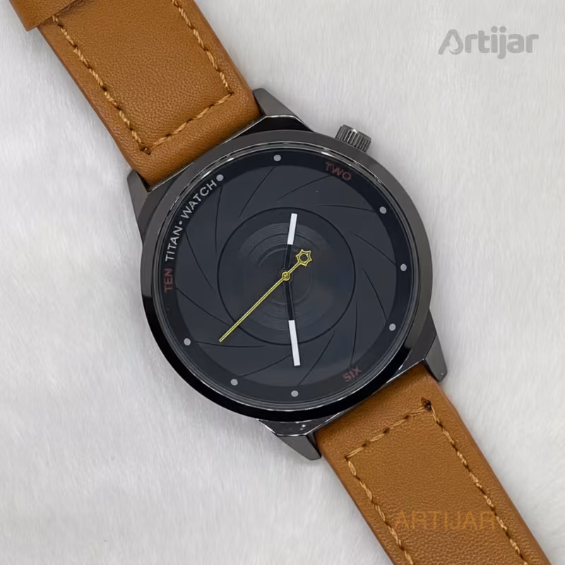 Titan Men's Genuine Leather Strap Watch
