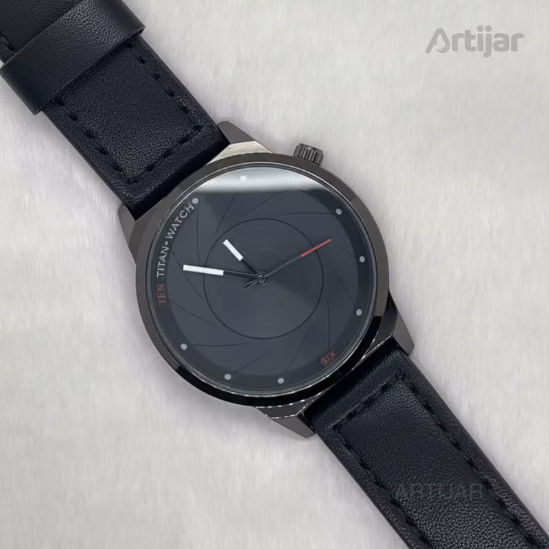 Titan Men's Genuine Leather Strap Watch