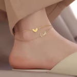 18K Gold Plated Double Layer Heart & Love Anklet